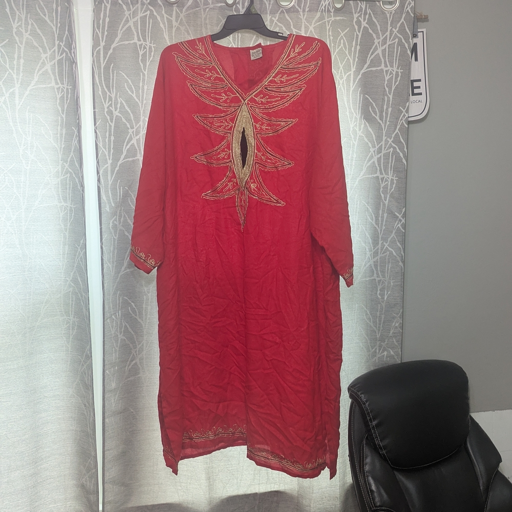 Elegant Red Embroidered Women's Top